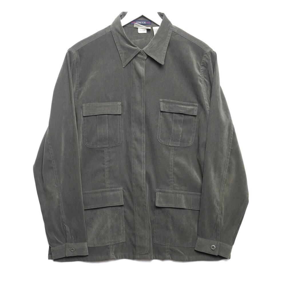 Vintage Bill Blass Jeans Dark Green Shirt Jacket Women's Size L